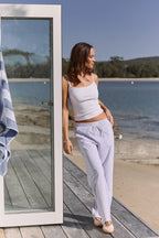 Astoria Woven Lounge Pant - Blue Pinstripe