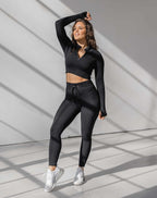 Astoria Seamless Ribbed Series Legging - Black