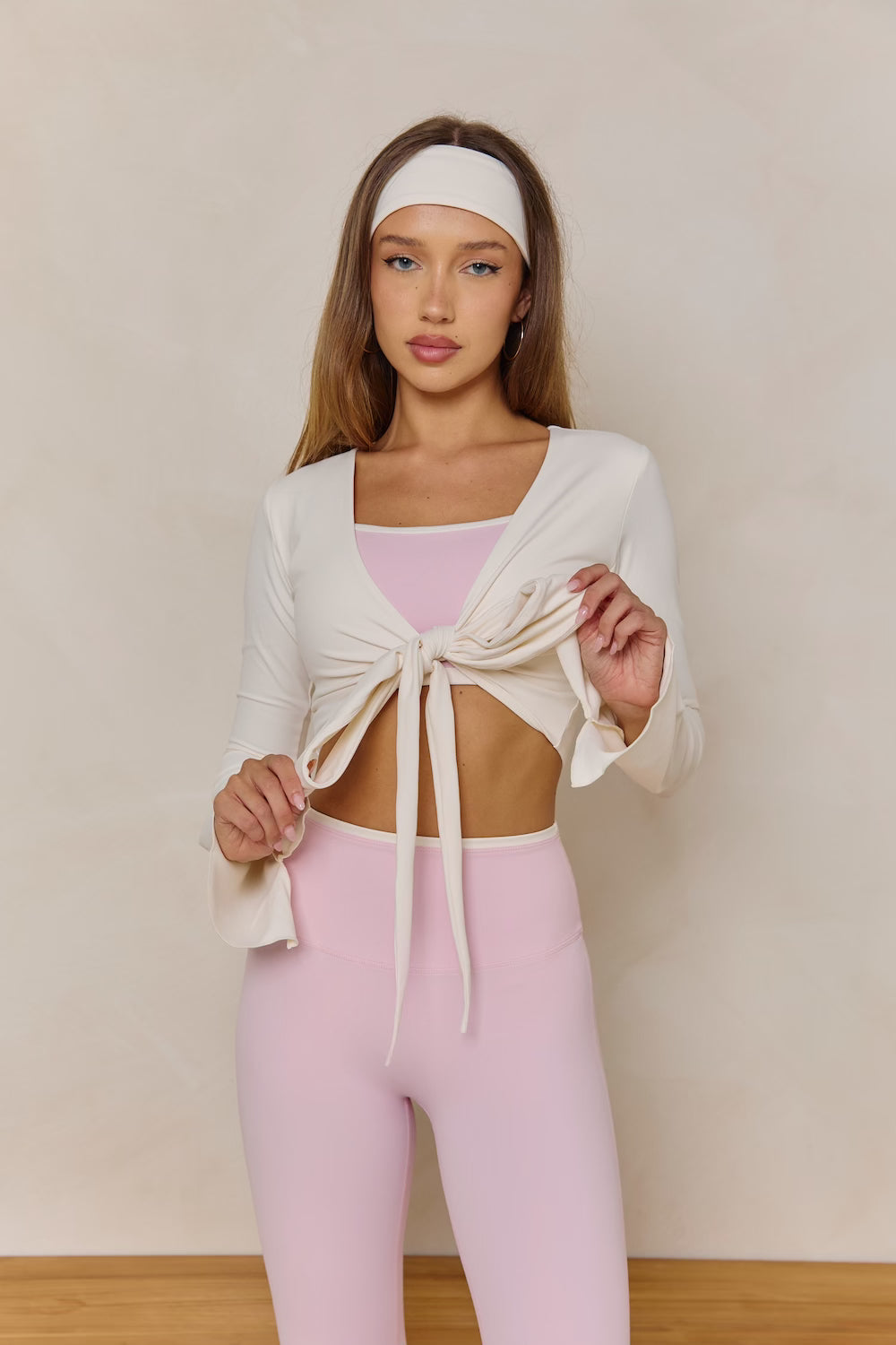 Astoria LIVE LUXE Wrap Sleeved Crop - Cream