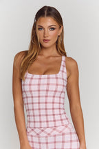 Astoria Airvíve Square Neck Tank - Princess Pink Plaid