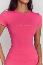 Astoria Airvíve Rhinestone Baby Tee - Popstar Pink