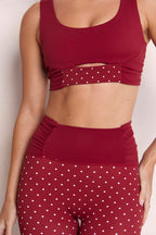 Astoria LUXE BALANCE Ruched Sports Crop - Merlot Polka