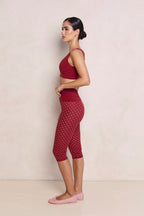 Astoria LUXE BALANCE Ruched Sports Crop - Merlot Polka