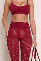 Astoria LUXE BALANCE Ruched Legging - Merlot Polka