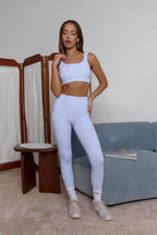 Astoria LUXE BALANCE Ruched Sports Crop - Blue Gingham