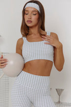 Astoria LUXE BALANCE Ruched Sports Crop - Jade Gingham