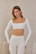 Astoria LUXE BALANCE Squareneck Sleeved Crop - Cream