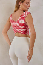 Astoria LUXE BALANCE Ruched V-Neck Crop - Red Gingham