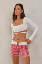 Astoria LUXE BALANCE Minimalist Sports Bra - Red Gingham