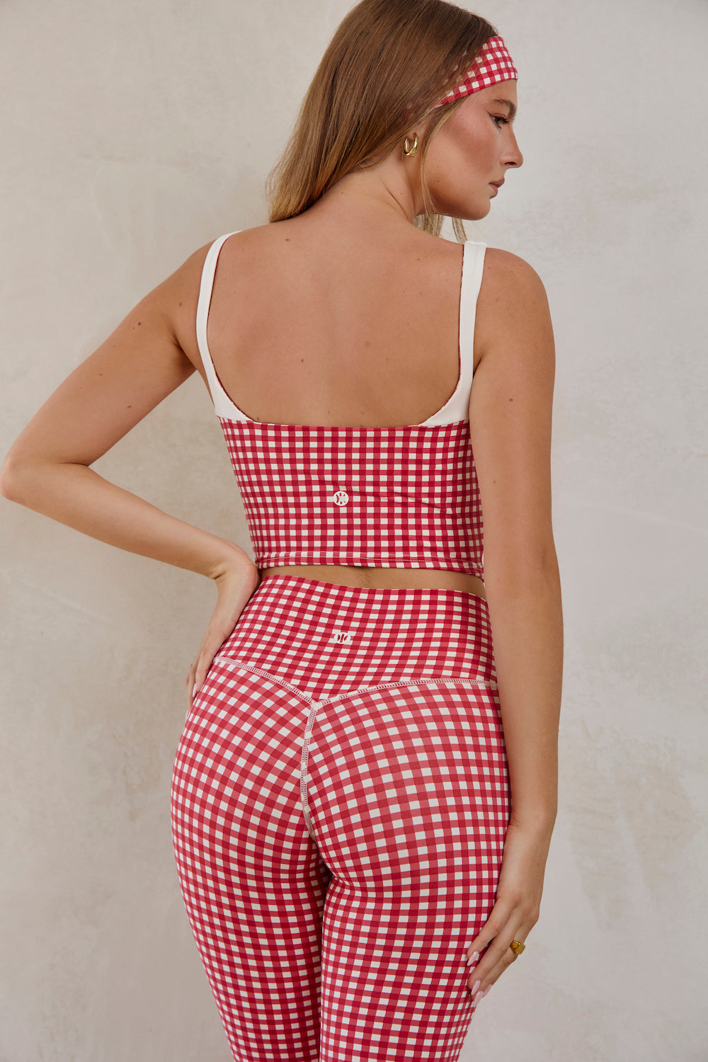 Astoria LUXE BALANCE Colorblock Sports Crop - Red Gingham