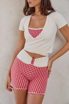 Astoria LIVE LUXE Wrap Quarter-Sleeve Crop - Cream