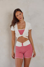 Astoria LUXE BALANCE Minimalist Sports Bra - Red Gingham