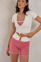 Astoria LIVE LUXE Wrap Quarter-Sleeve Crop - Cream