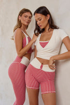 Astoria LUXE BALANCE Full Length Ruched Legging - Red Gingham