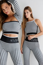 Astoria Seamless Knit Sports Crop - Black/Grey Houndstooth