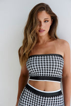 Astoria Seamless Knit Bandeau - Black/Grey Houndstooth