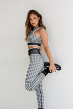 Astoria Seamless Knit Mockneck - Black/Grey Houndstooth