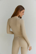 Astoria LUXE BALANCE Long Sleeve Zip Top - Oat