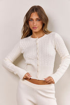 Astoria Cable Knit Cardigan - Ivory