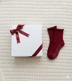 Astoria Grip Socks  - Merlot Polka