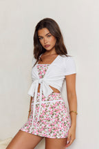 Astoria LIVE LUXE Wrap Quarter-Sleeve Crop - White